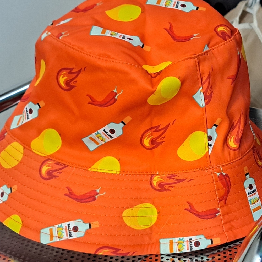 Bacardi Mango Chile Reversible Orange & White Bucket Hat with Chili Peppers - Picture 4 of 6